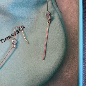 Tiffany & Co. Silver and diamond chip Bar Earrings